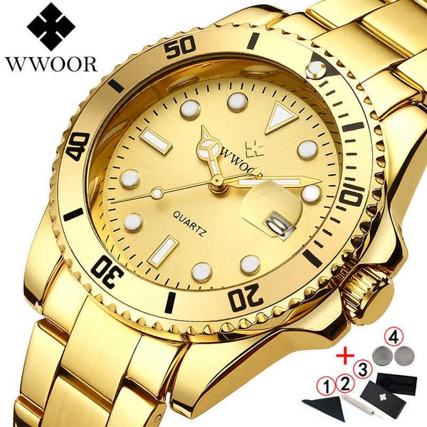 Relogio Masculino Klassische Armbanduhren Männer Top Marke Luxus WWOOR Quarz Goldene Männer Uhren Gold Männliche Armbanduhr Mann 210527