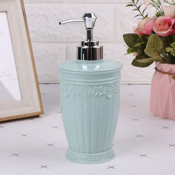 

pressing carved plastic refillable cream lotion dispenser bottles container for cosmetic shampoo liquid soap shower gel