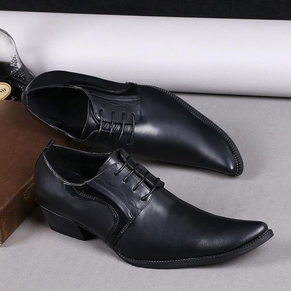 

dress shoes classic black color pointed slip on business men's formal oxfords cowhide leather wedding men sapato masculin