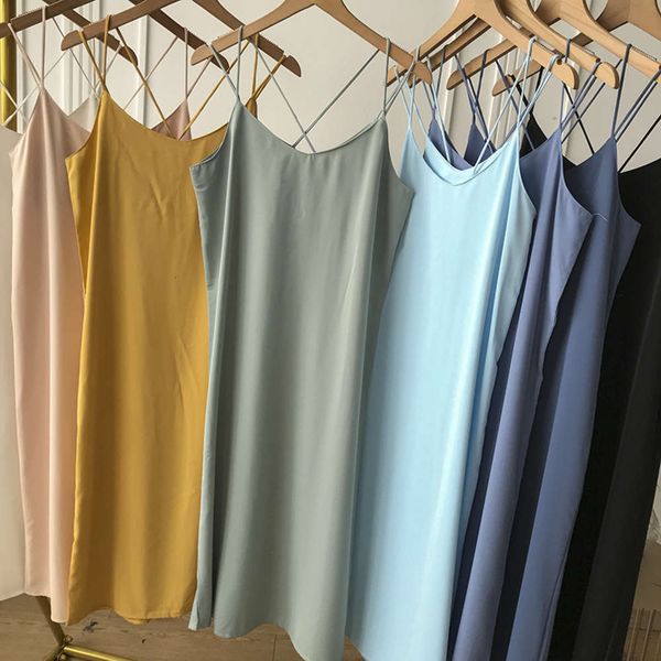 

casual dresses dress women clothes solid color sleeveless v-neck slim strap temperament women's fashion leisure foreign style 4vpc, Black;gray