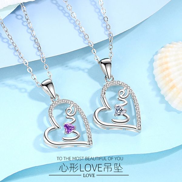 

jewelry highly quality women party wedding lovers gifts925 sterling silver temperament love necklace heart letter pendant accessories japan