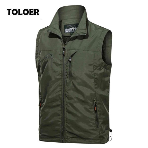 2021 neue Herren Casual Weste Jacken Männlich Solide Wasserdicht Atmungsaktiv Ärmellose Mantel Männer Outdoor Sport Weste Jagd Reisen Y1109