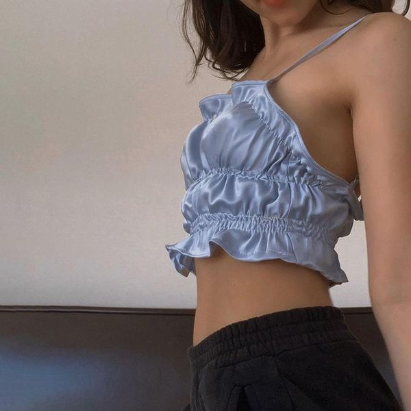 

summer sling halter fashion street style short slim vest women women's tanks & camis, White