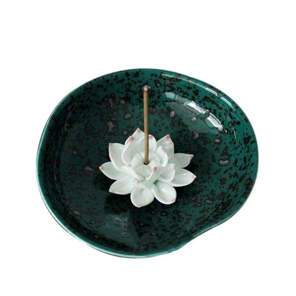 

incense holder for sticks, ceramic handicraft burner bowl, coil lotus ash catcher tray fragrance lamps