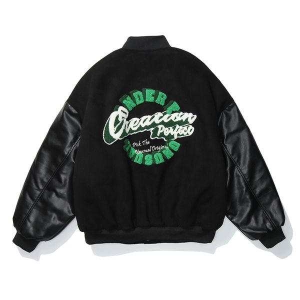 Начальные мужские хип-хоп Chamois замшевые толстые куртки Streetwear бейсбольные пальто зима Harajuku Patchwork Bomber Tops 211217