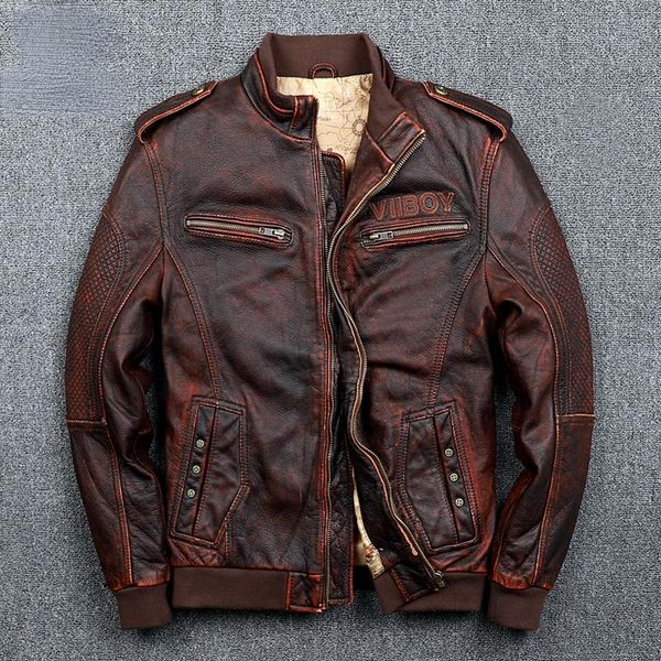 

men's leather & faux 2021 winter short biker jacket for men autumn 100% genuine cowhide coats male vintage jackets jaqueta masculina gx, Black