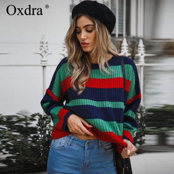 

women's sweaters oxdra winter spring women striped sweater pullovers female knitted o-neck pull loose jumper, White;black