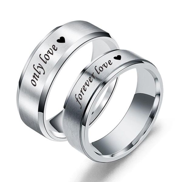 

wedding rings couple fashion stainless steel men's and women's ring forever/only love promise jewelry accessories valentine's, Slivery;golden