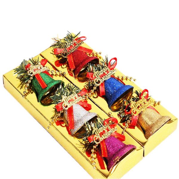 

christmas decorations 6pcs/box of decoration color bells dusted plastic tree with