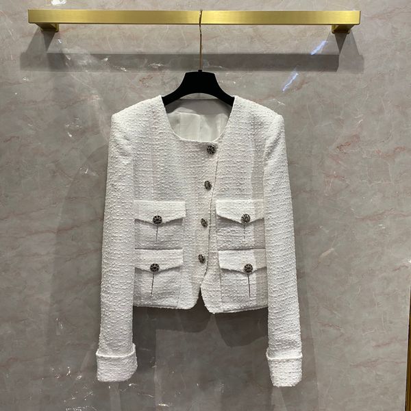 

22 early spring rhinestone buckle white coat, Black;brown