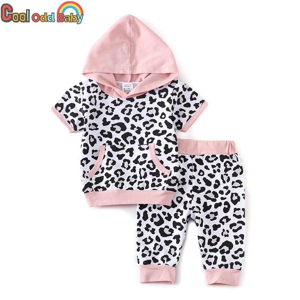 

kleding sets baby geboren baby meisje kleding set zomer mode luipaard korte mouw hooded bijgesneden broek 2 stks outfits peuter, White