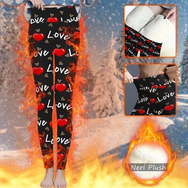 

women's leggings women winter plus velvet super-thick hight waist keep warm legging female solid elastic slim pants, Black