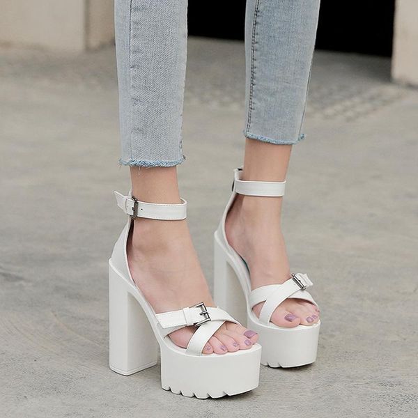 

block heels black platform sandals buckle strap 2021 women's suit female beige cross summer shoes chunky espadrilles comfort dress