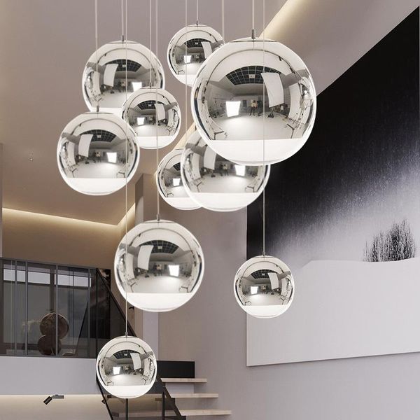 

pendant lamps nordic space electroplated glass lights gold silver led hanging lamp for dinning room suspendu loft decor home
