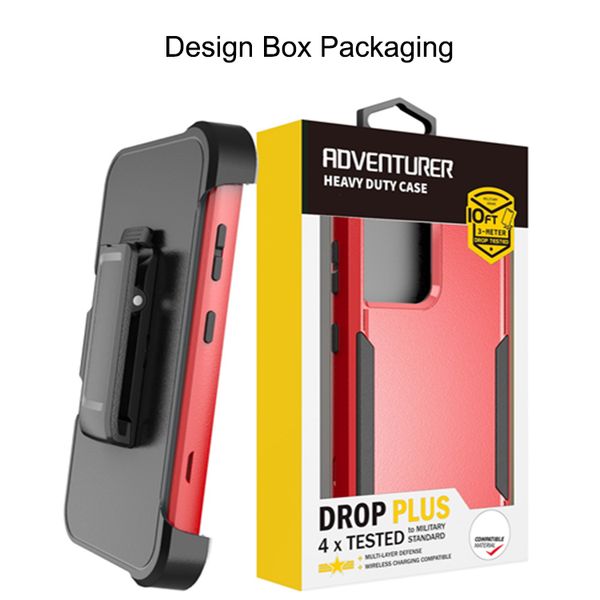Defender Cases Robot 3-in-1 robuste robuste Handyhülle mit Clip für iPhone 13 Pro Max 12 11 Xs Xr 8 Plus Samsung Galaxy A52 A32 A12 A02S S21 Ultra Designer-Boxverpackung
