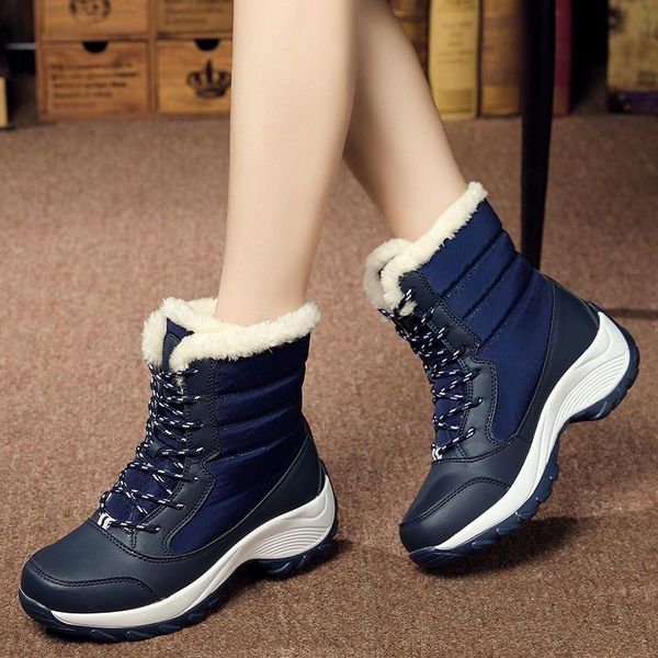 

boots 2021 women winter shoes snow waterproof platform female warm botas mujer, Black
