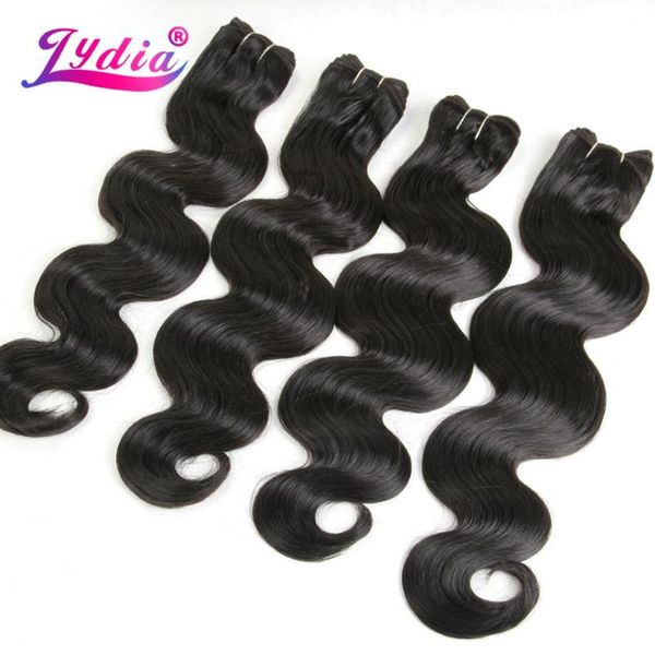 

human ponytails lydia hair extension body wave 16"-26" pure color 2 3pieces/lot synthetic weaving for women bundles, Black