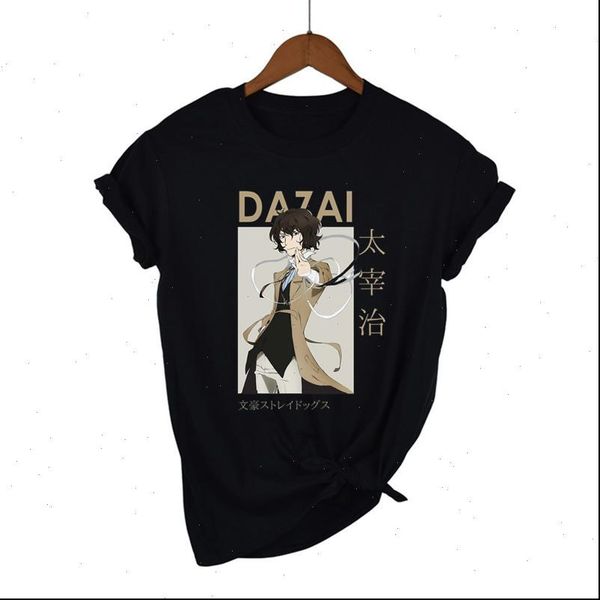 

womens t shirt bungo stray dogs women harajuku anime osamu dazai nakajima atsushi short sleeve black graphic cartoon, White