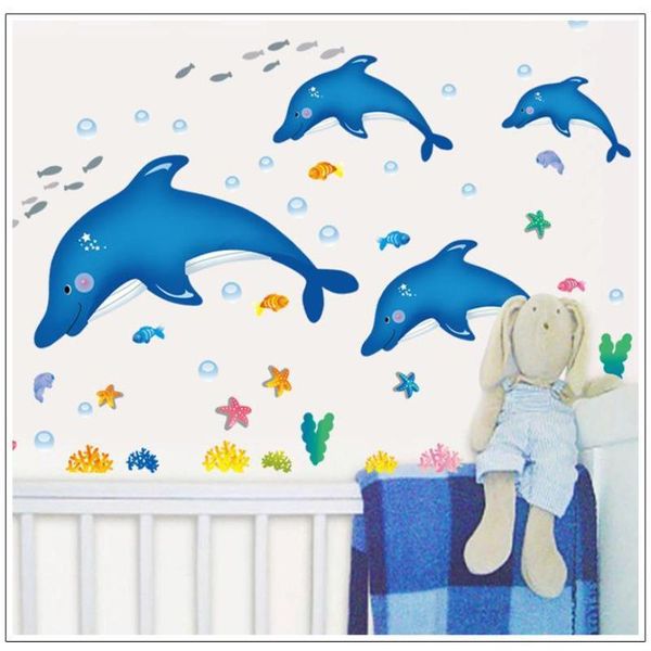 

children's room wall stickers kindergarten school decorated cute cartoon dolphin