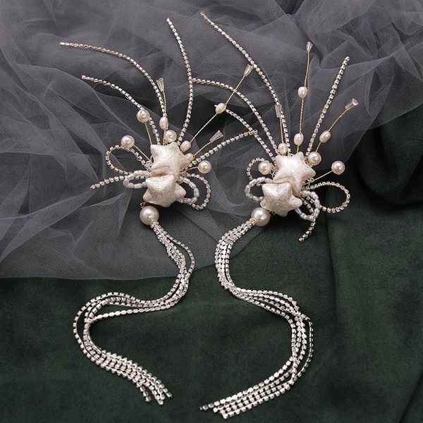 

hair clips & barrettes white stars tassel hairpin chinese style side clip styling piece for women travel pography accessories ml, Golden;silver