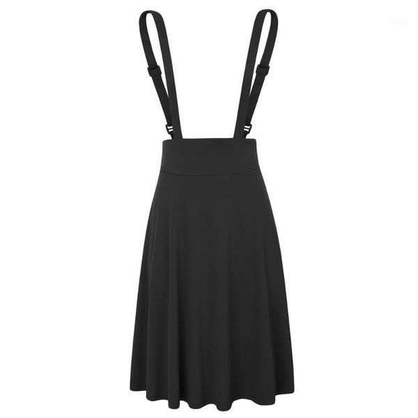 

skirts bp women's vintage solid color flared a-line suspender concealed zipper in the left side skirt pinafore, Black
