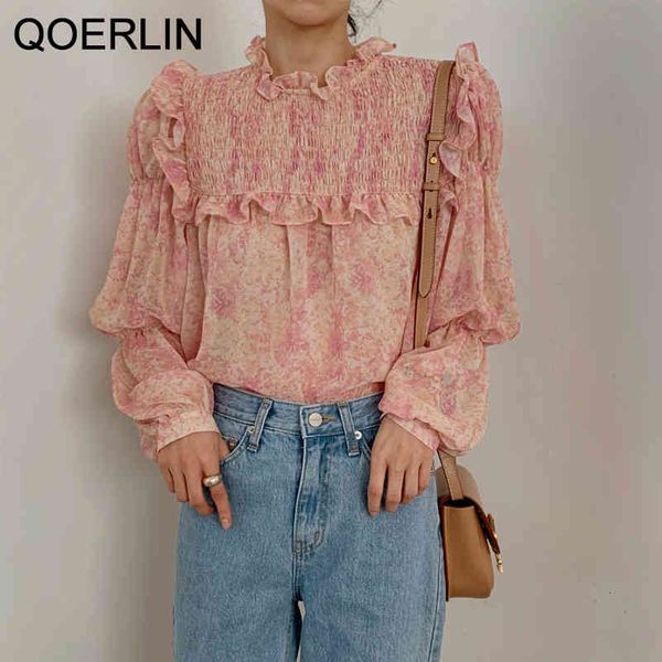 

dress bohemian print women's shirts stand collar lantern long sleeve ruffles shirt female fashion new blouse, Black;gray