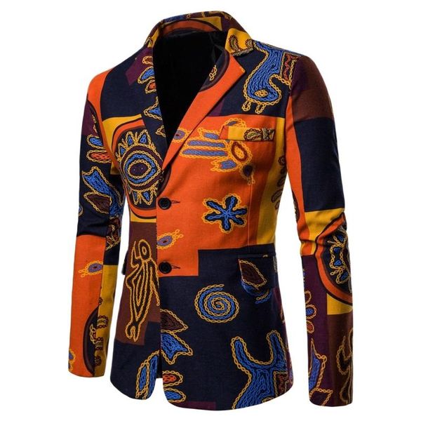 Blazer masculino de estilo africano, casaco de algodão e linho com estampa de costura, jaqueta masculina elegante, ternos masculinos, blazers
