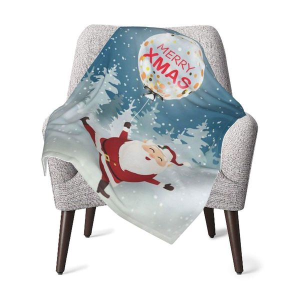 

Baby Swaddle Wrap Blanket Cute Santa Claus with Big Balloon Soft Plush Receiving Baby Blanket Personalized Baby Boy Girl Fleece