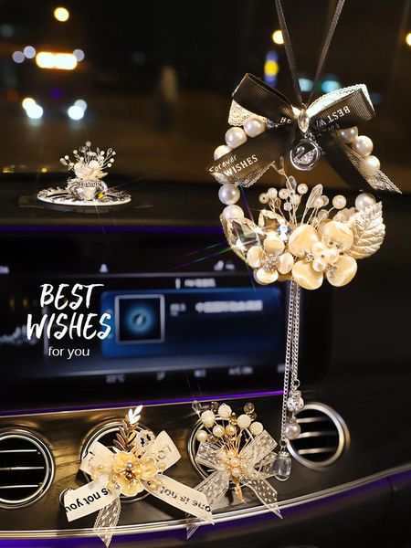 

interior decorations pearl flower car decoration rearview mirror fashion pendant