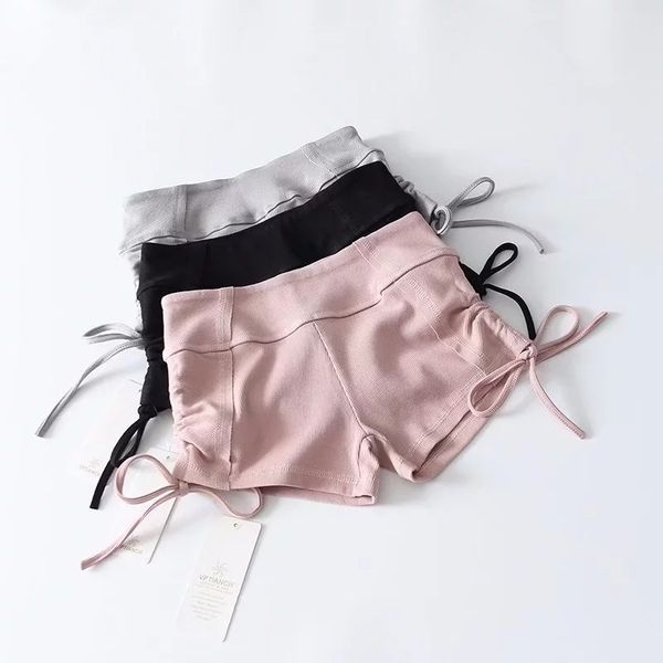 

18 summer high waist elastic knitted bandage pants solid color slim body show buttock sports yoga shorts female, Black