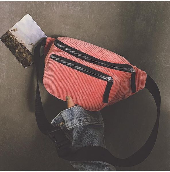 

ladies designer canvas fanny pack fashion street money banana phone chest bag bum belt bagswomen men corduroy waist bags