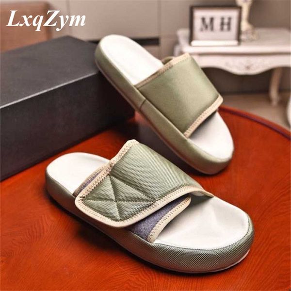 

size 35-46 summer luxury brand men slippers sandalias platform slides open toe beach flat thick sole comfort flip flops 60% off store online, Black