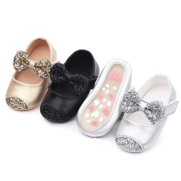 

born first walkers toddler kids girls bowknot leather sequins shoe soft walking infant baby gilrs princess shoes