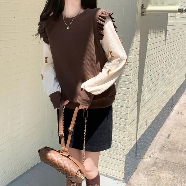 

women's sweaters real price s 2021 autumn splicing knitwear loose, White;black