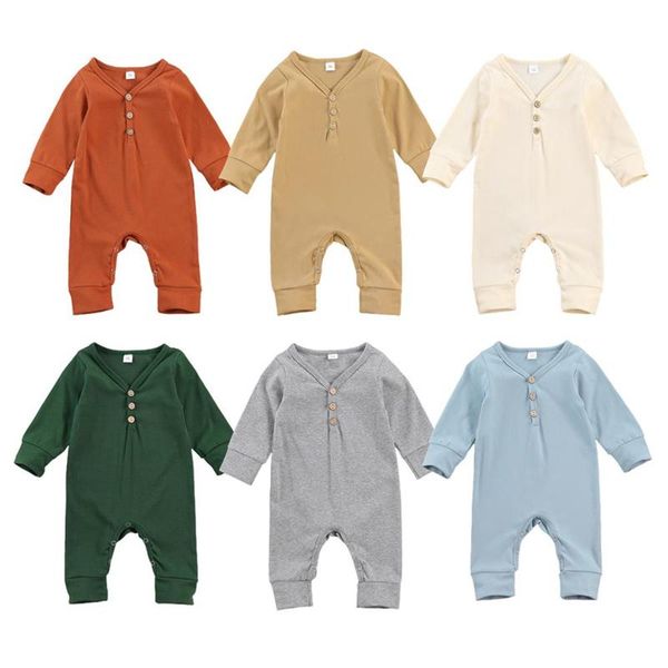 

baby boy romper long sleeve cotton clothes girl rompers solid color toddler infant clothing 0-12 months jumpsuits, Blue