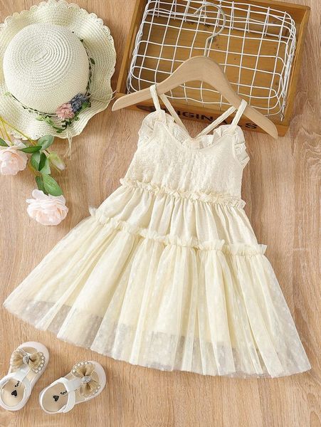 

baby frill trim cami dress she, Red;yellow