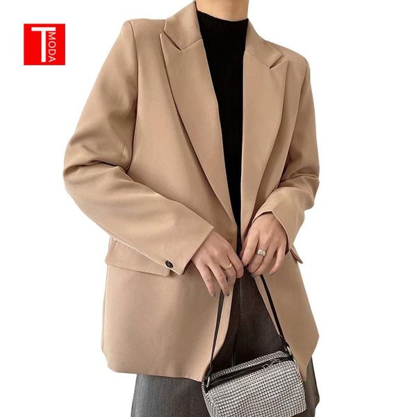 

women oversized double breasted office blazer long sleeve elegant chic coat work business suit jacket ladies outerwear women's suits &, White;black