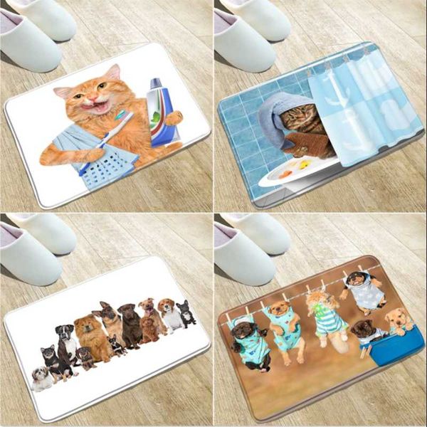 

bath mats pet cat and dog door mat cute animals personality modern non-slip carpet absorbent bathroom kitchen bedroom floor washable
