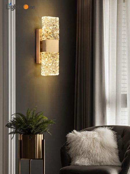 

wall lamp modern light luxury crystal simple living room background bedside