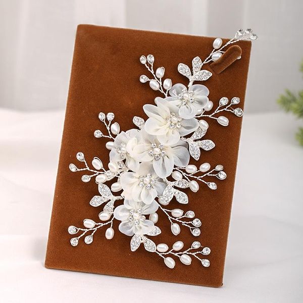 

hair clips & barrettes fairy beautiful silk yarn comb bridal headdress natural elegant pearl white flower wedding accessories for women, Golden;silver