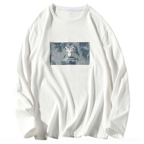 

smt long sleeve t-shirts) type t-shirt 2021 springround neck trend korean men's basic men's sweater, White;black