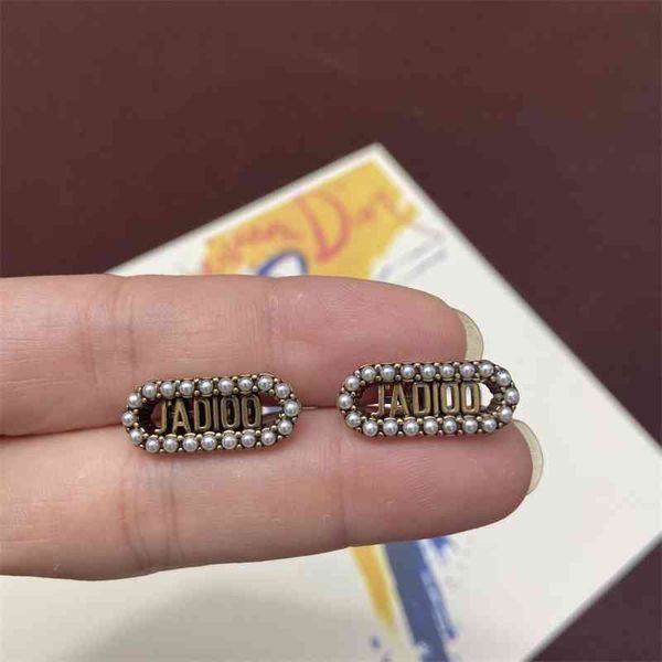 

70% off outlet online family 2021 millet beads letter earrings, Silver