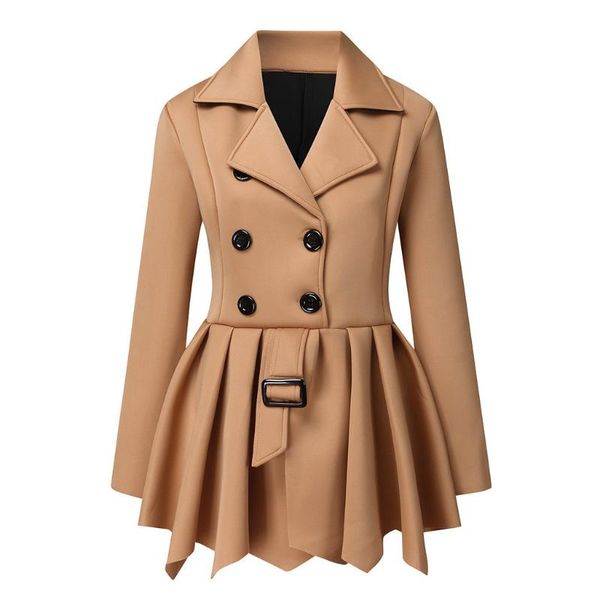 

women's jackets 2021 basic jacket women fashion loose winter warm long sleeve button lace coat with belt lady elegant windbreaker#3, Black;brown