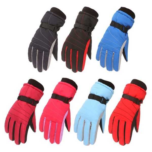 

children's mittens children skiing cycling gloves thick warm waterproof windproof outdoor sports snowboard for kids girls boys, White