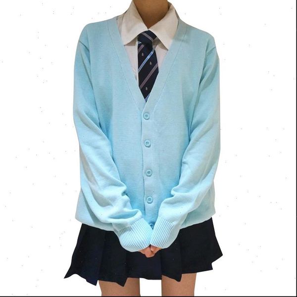 

womens sweater fashion autumn japanese style students school uniform long sleeve girl cute open cardigan drop high quality, White;black