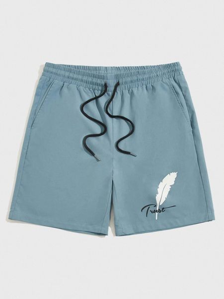 

men graphic print drawstring waist shorts k4ui#, Black