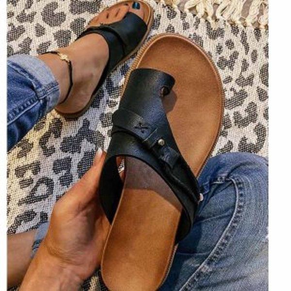 

slippers women retro flip-flops flat casual non-slip ladies beach sandals 2021 summer slipper females comfortable shoes, Black