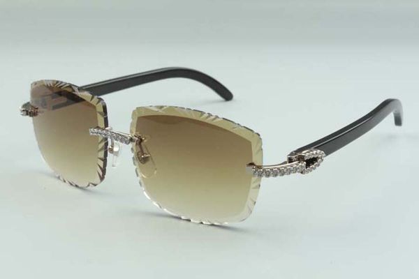 

2021 unique designers sunglasses 3524023 medium diamond cuts lens natural black ox horns temples glasses, size: 58-18-140mm, White;black