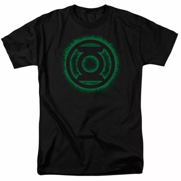 

green lantern green flame logo t shirt licensed comic book tee black, White;black