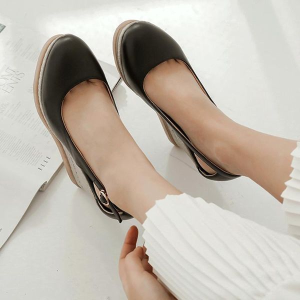 

dress shoes 2021 sandals womens pumps wedge buckle pointed toe non-slip casual single shoe roman retro beach party bayan, Black